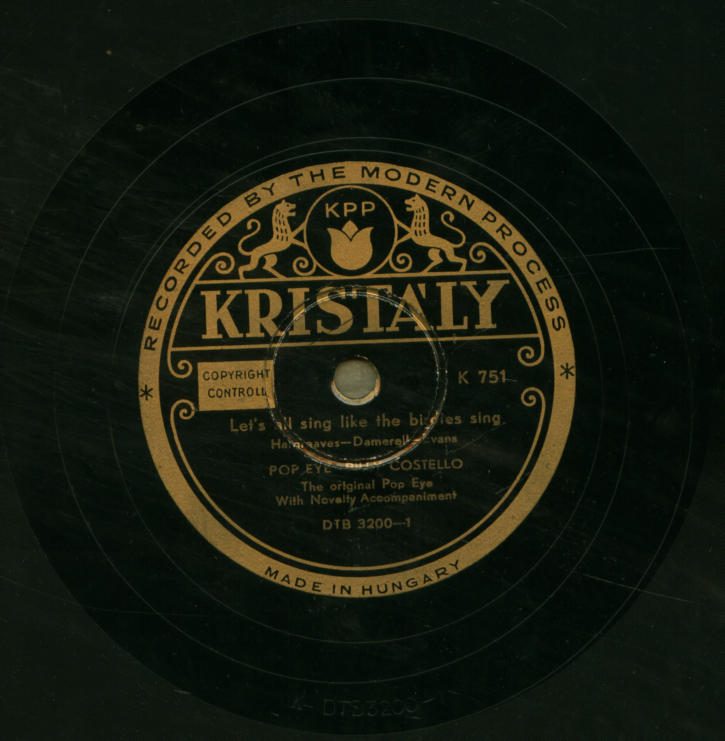 The original Pop Eye with novalty accompaniment